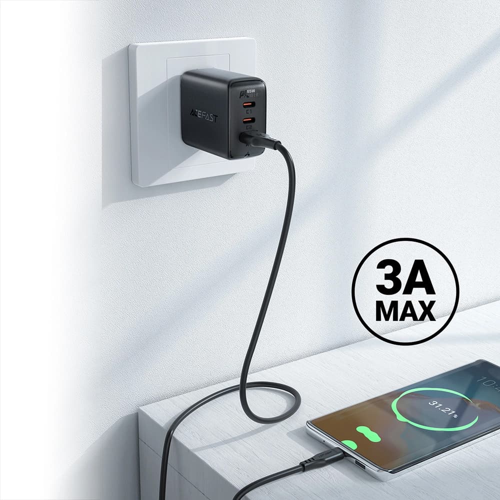 Acefast Data Cable C3-03 USB na Type-C 60W 3A Rychlé nabíjení 1.2m černá - náhled 5