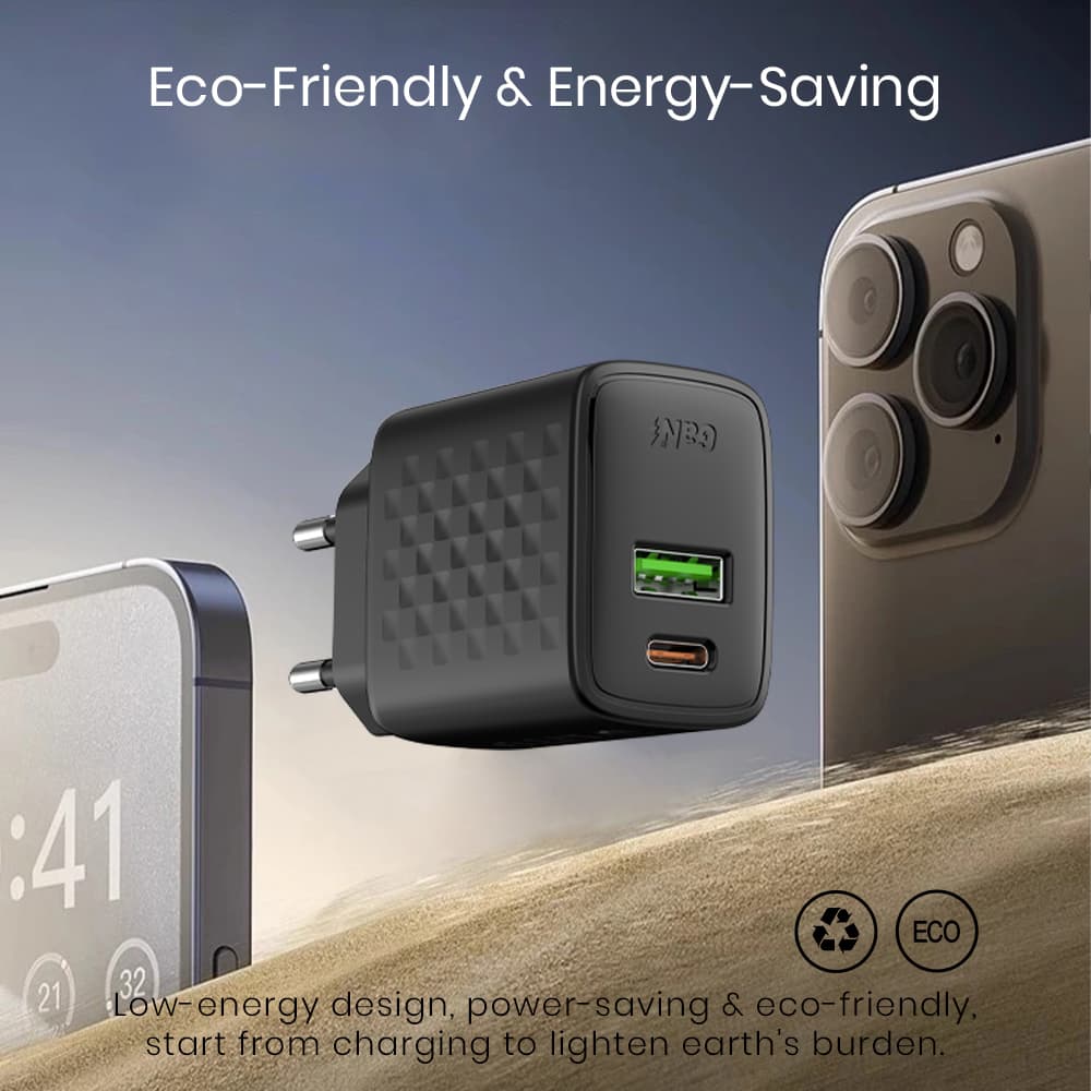 Lito Wall Charger LC15 Type-C USB výstup PD20W GaN PC nehořlavý EU zástrčka černý - náhled 5