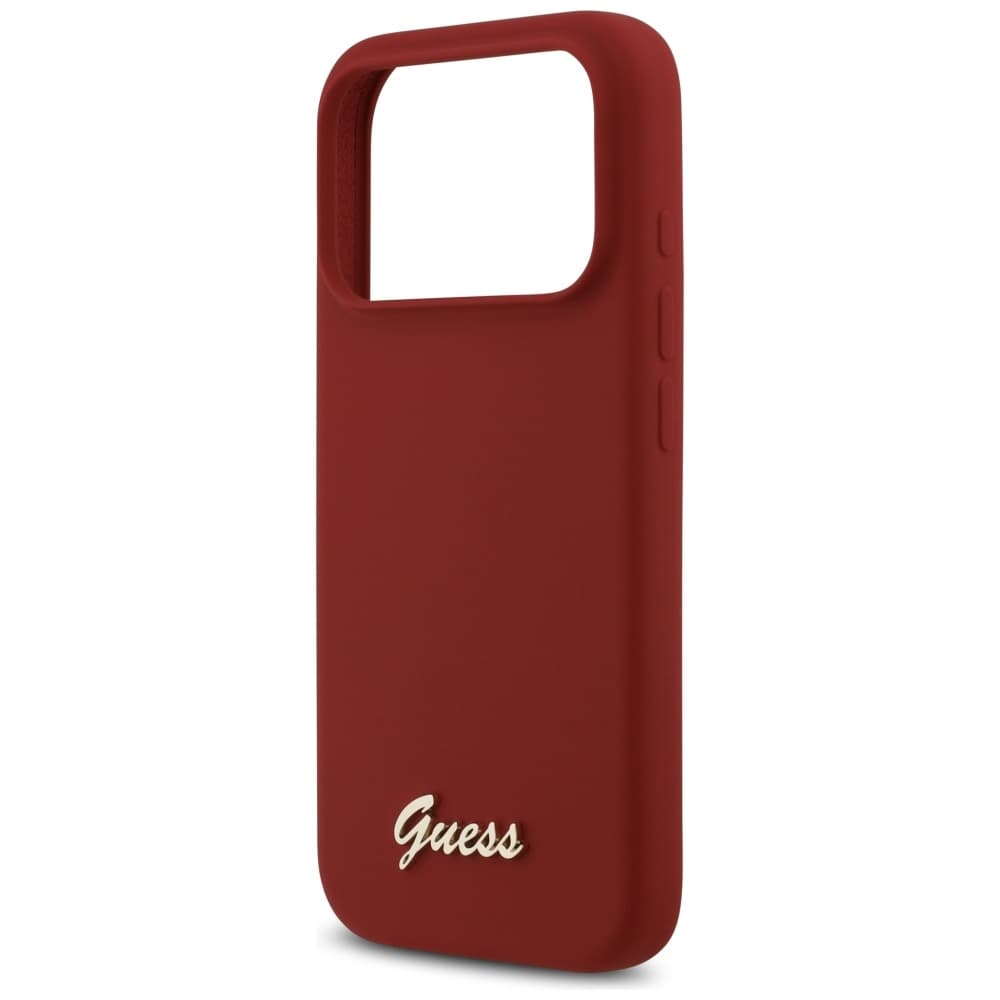 Guess Silicone Script Metal Logo MagSafe iPhone 17 Pro červená - náhled 5