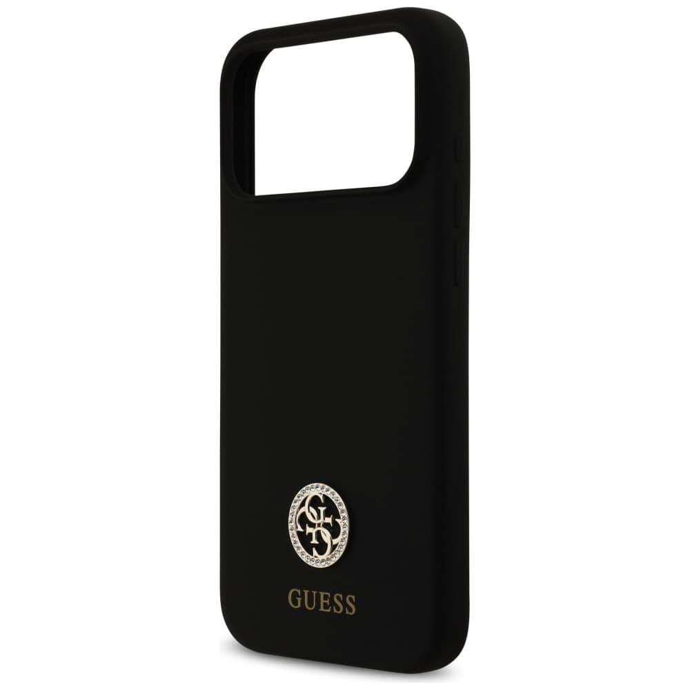 Guess Silicone Logo Strass 4G MagSafe iPhone 17 Pro Max Černý - náhled 5