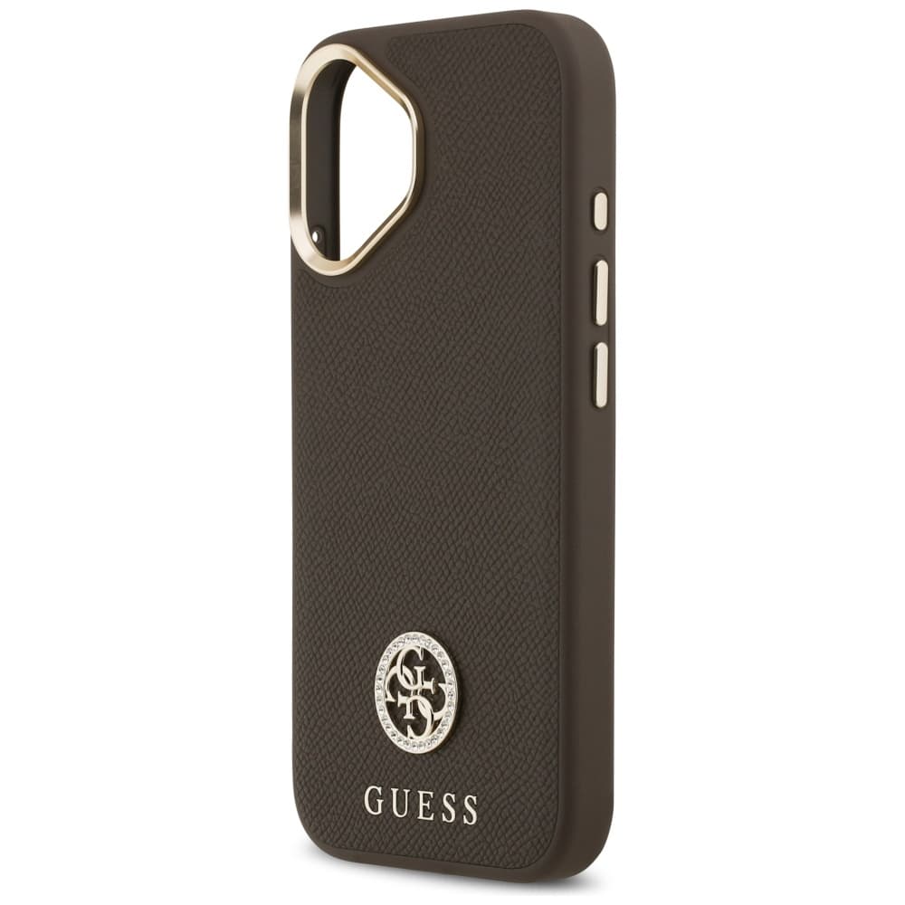 Guess Grained Strass Logo MagSafe pouzdro iPhone 17 hnědé - náhled 5