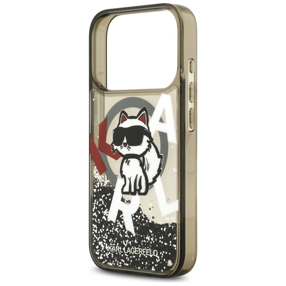 Karl Lagerfeld Liquid Glitter Choupette Logo MagSafe iPhone 17 Pro černé - náhled 5