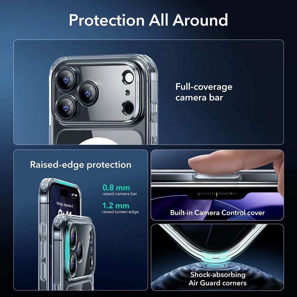 ESR Classic Hybrid HaloLock s ochranou displeje iPhone 17 Pro Max průhledný - náhled 5