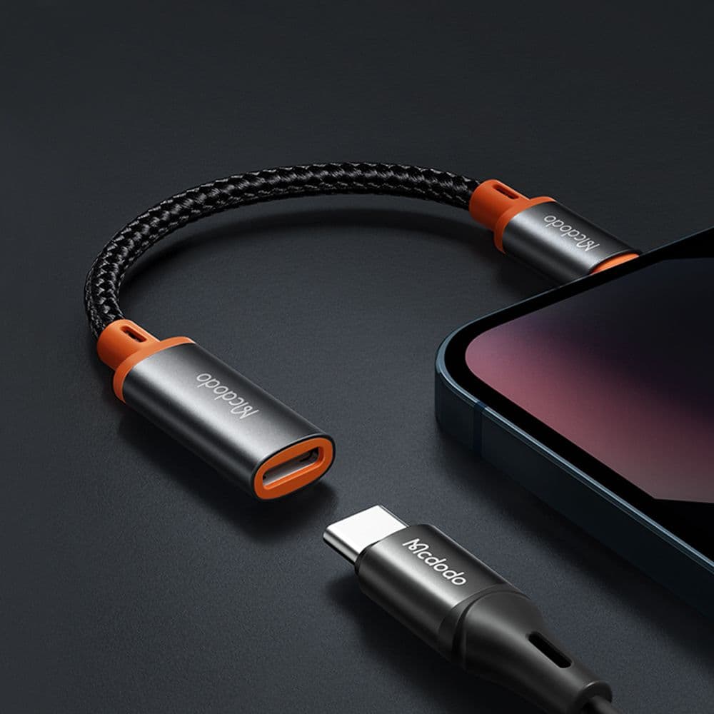 Mcdodo - OTG adaptér (CA-1440) - Type-C na Lightning, 2A, 480Mbps, audio, hliníková slitina, nylon - černá - náhled 5