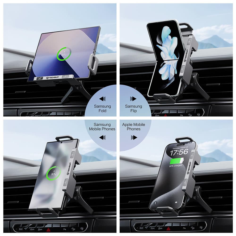 Techsuit Premium držák do auta s bezdrátovým nabíjením ModoDock černý - náhled 5