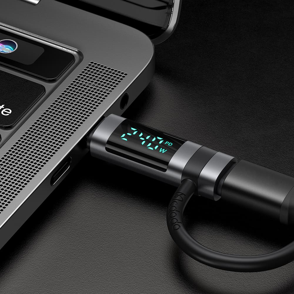 Mcdodo - adaptér řady Pigeon (OT-2620) - se silikonovým háčkem, hliníková slitina, USB-C na USB-C, 240W, přenosný design - černý - náhled 5