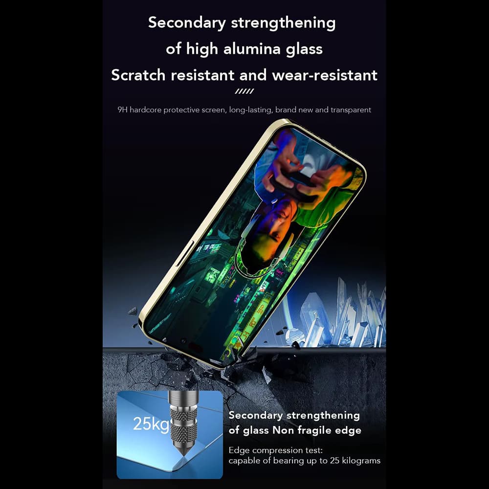 Ochranné sklo ANANK 2.5D proti otiskům prstů iPhone 14 Pro černé - náhled 5