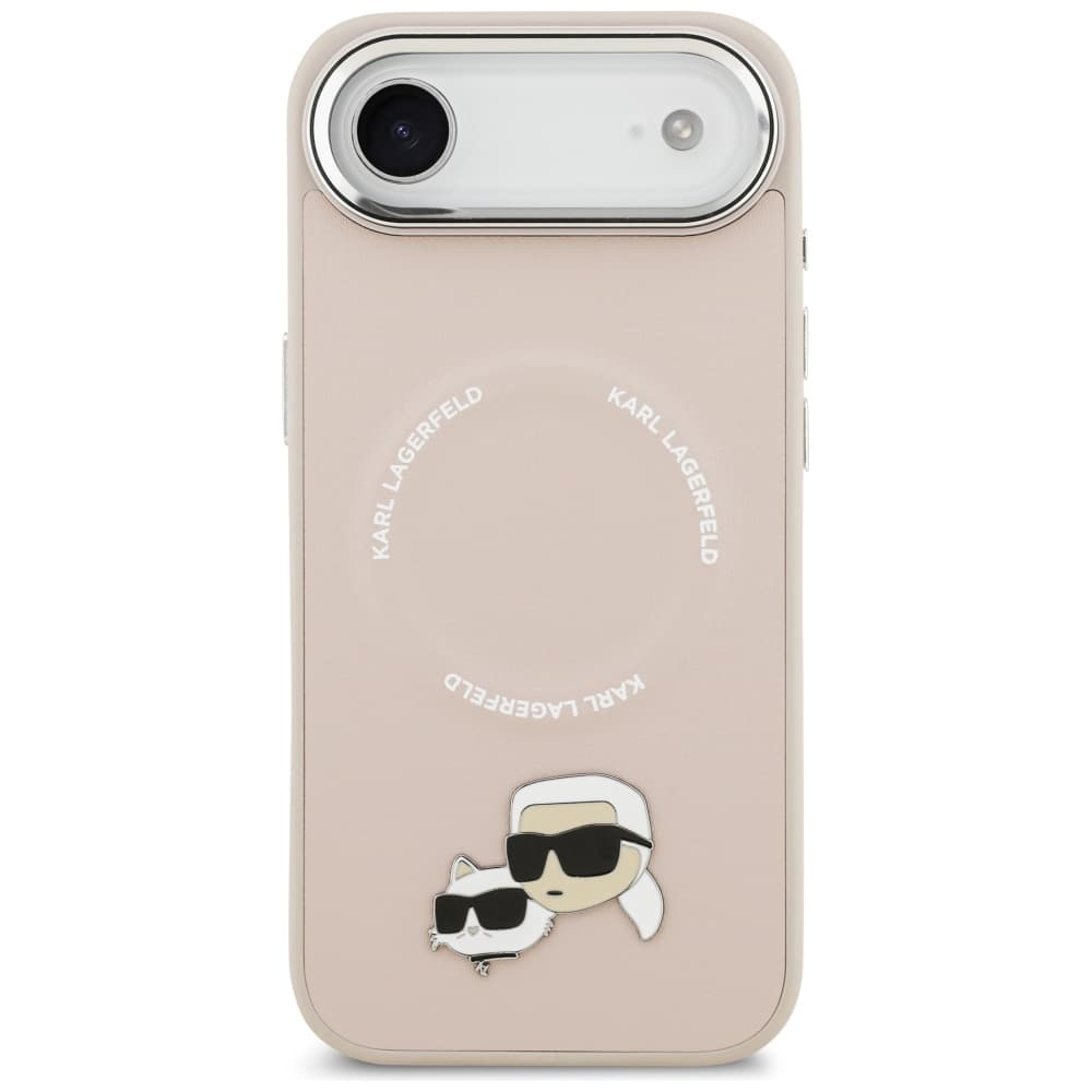 Karl Lagerfeld Leather Karl &amp; Choupette Pins MagSafe iPhone 17 Air růžová - náhled 5