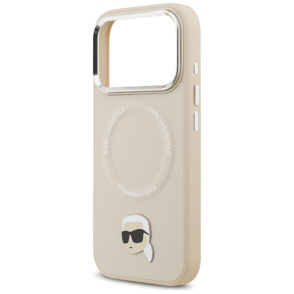 Karl Lagerfeld Leather Karl Pin MagSafe iPhone 17 Pro béžová - náhled 5