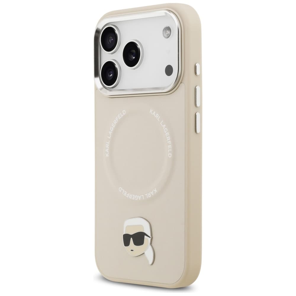 Karl Lagerfeld Leather Karl Pin MagSafe iPhone 17 Pro Max béžová - náhled 5
