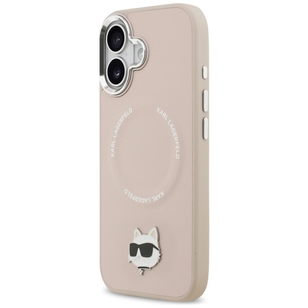 Karl Lagerfeld Leather Choupette Pin MagSafe iPhone 17 růžová - náhled 5