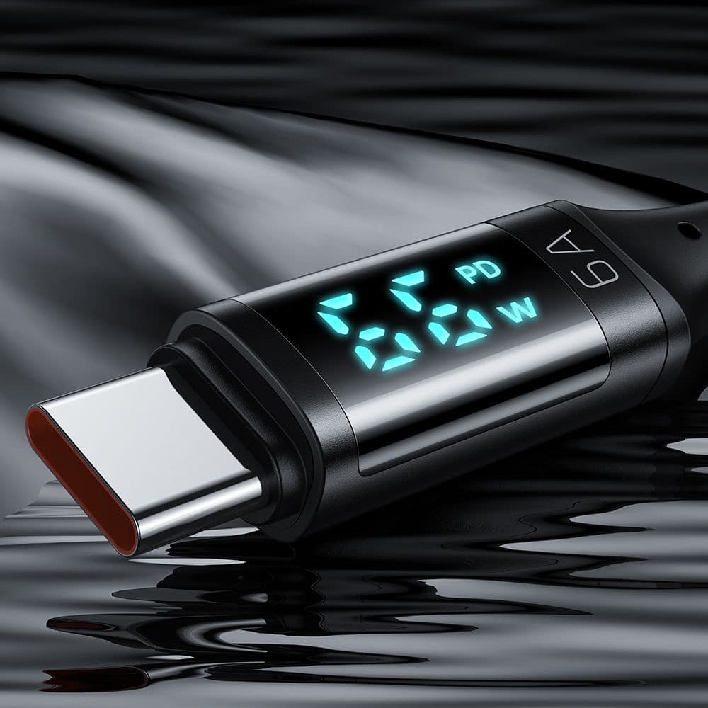 Mcdodo – datový kabel (CA-1080) – USB 2.0 na Type-C, s digitálním displejem, nylonové opletení, hliníková slitina, 6A, 1,2m – černý - náhled 5