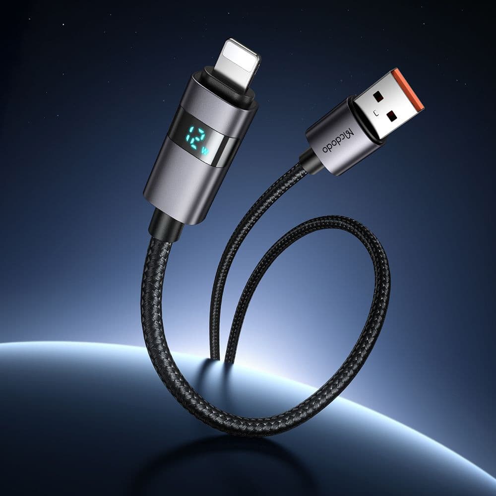 Mcdodo – datový kabel (CA-6490) – USB-A na Lightning, LED displej, 3A, 1,2m – černý - náhled 5
