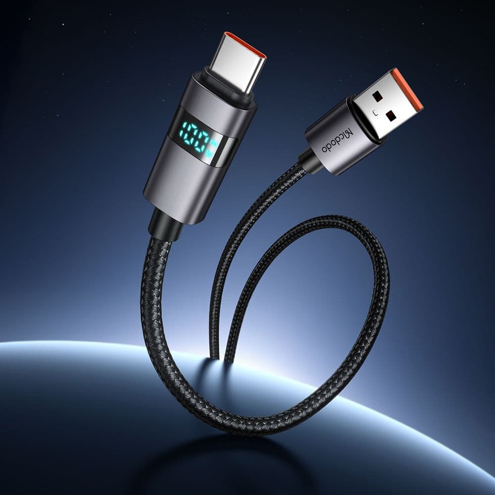 Mcdodo – datový kabel (CA-6520) – USB-A na USB-C, LED displej, 6A, 1,2m – černý - náhled 5