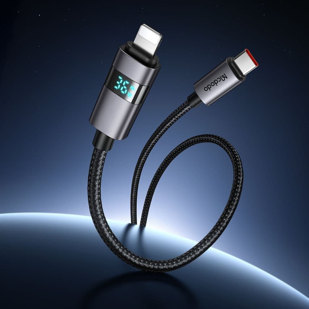 Mcdodo – datový kabel (CA-6570) – USB-C na Lightning, LED displej, 36W, 1,2m – černý - náhled 5