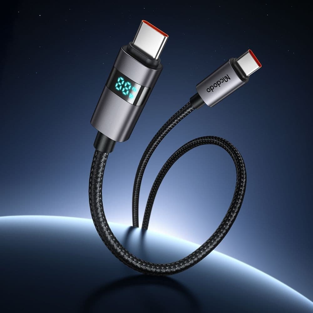 Mcdodo – datový kabel (CA-5610) – USB-C na USB-C, LED displej, 100W, rychlé nabíjení, 1,2m – černý - náhled 5