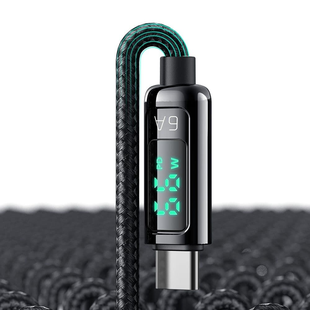 Mcdodo – datový kabel (CA-8690) – USB-A na USB-C, 6A, digitální displej, 1,2m – černý - náhled 5