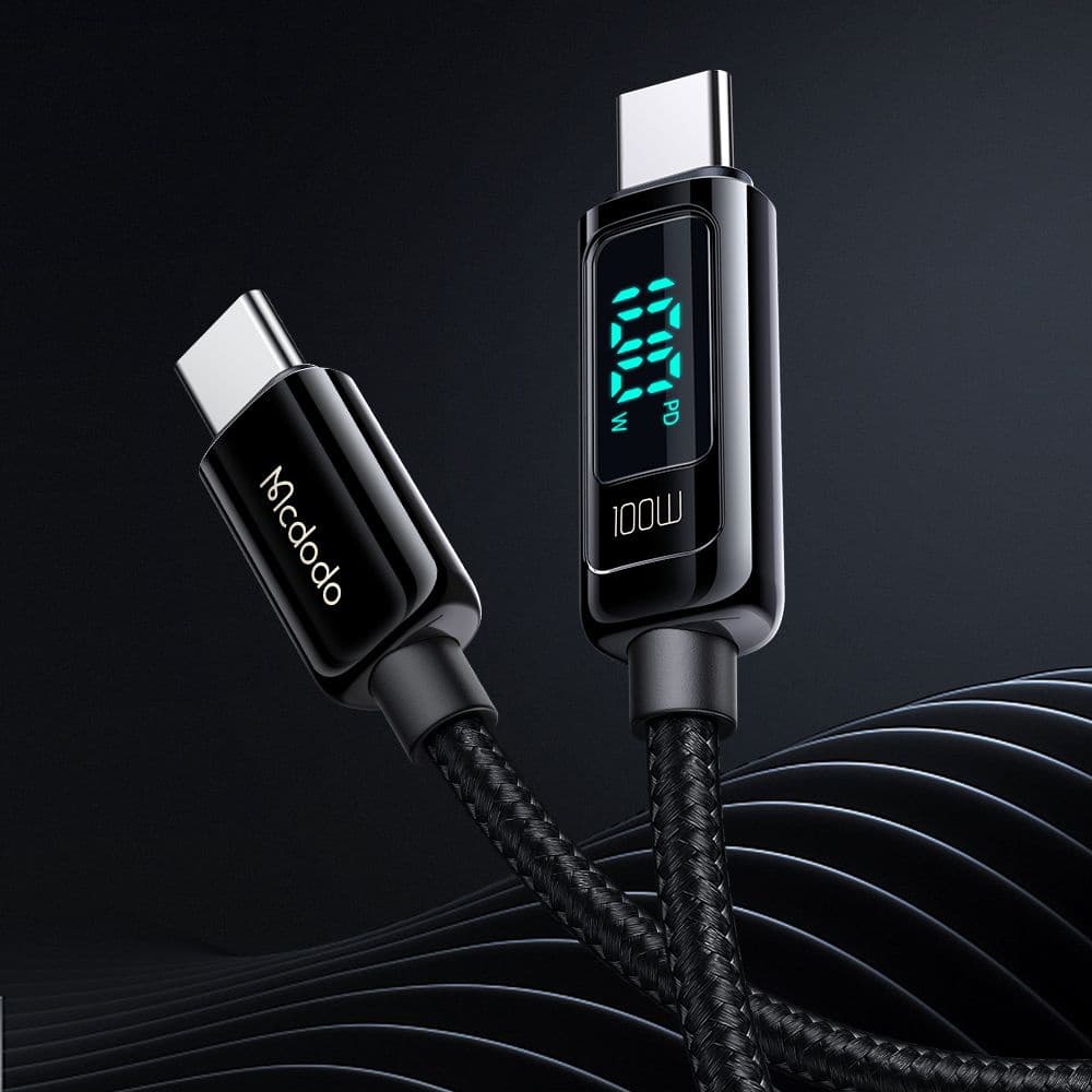 Mcdodo – datový kabel (CA-8820) – USB-C na USB-C, 100W, digitální displej, 1,2m – černý - náhled 5