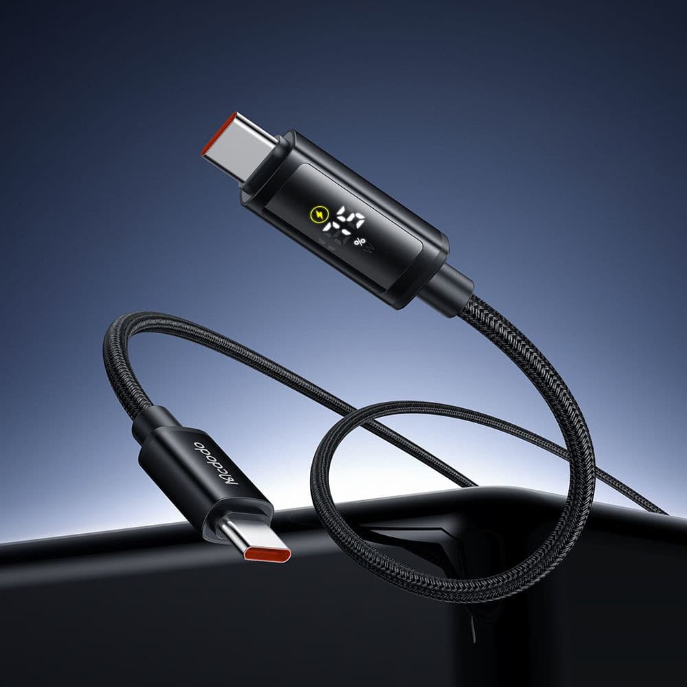 Mcdodo – datový kabel (CA-8000) – USB-C na USB-C, duální LED displej, 100W, rychlé nabíjení, 1,2m – černý - náhled 5