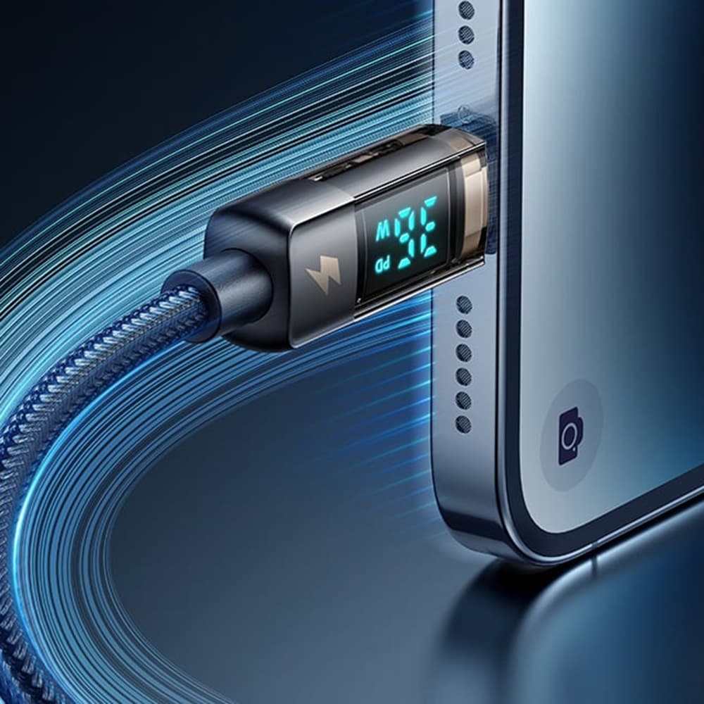Mcdodo – datový kabel (CA-3600) – USB-C na Lightning, 36W, digitální displej, automatické vypnutí, transparentní design, 1,2m – černý - náhled 5