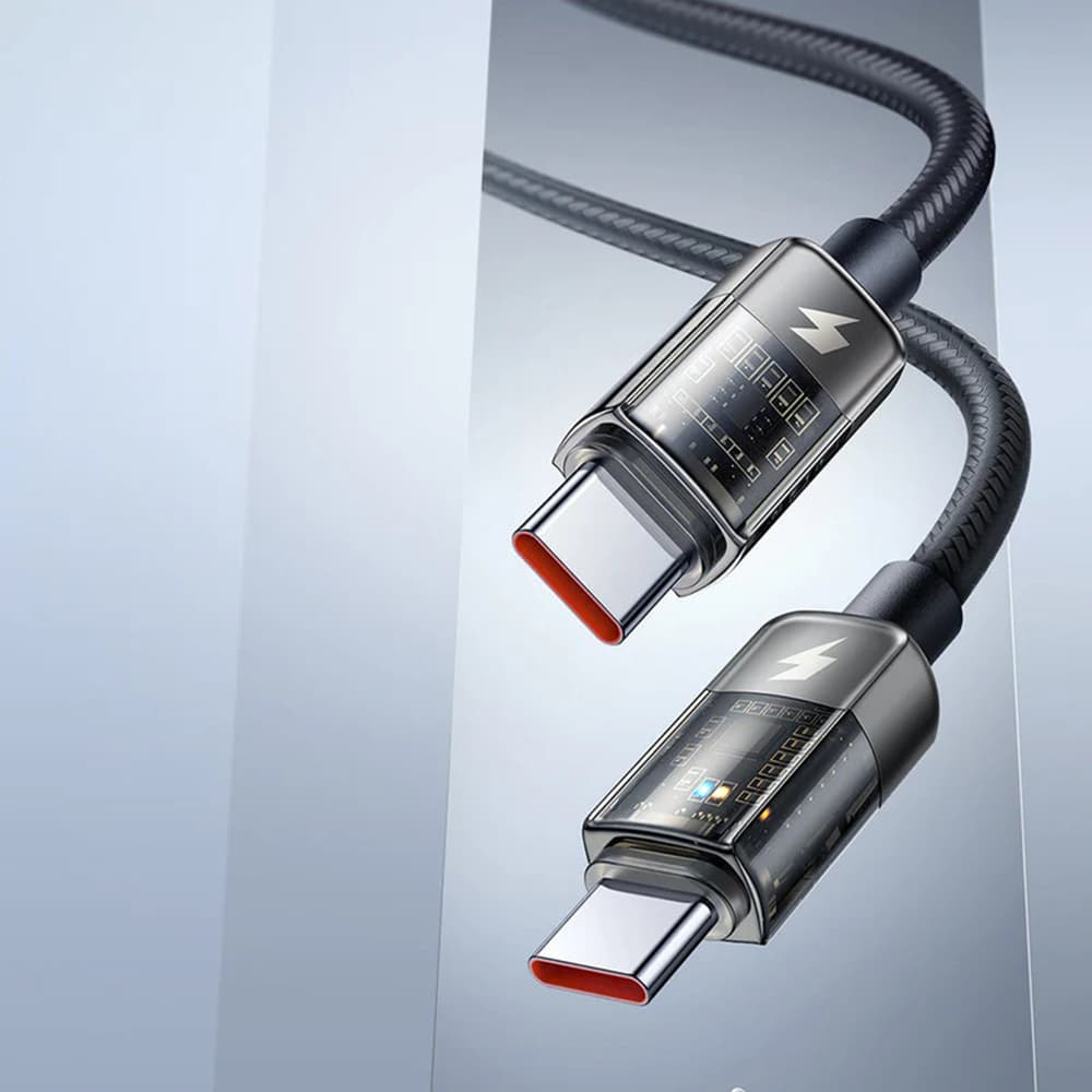 Mcdodo – datový kabel (CA-2840) – Type-C na Type-C, 100W, rychlonabíjení, transparentní design, automatické vypnutí, 1,2m – černý - náhled 5