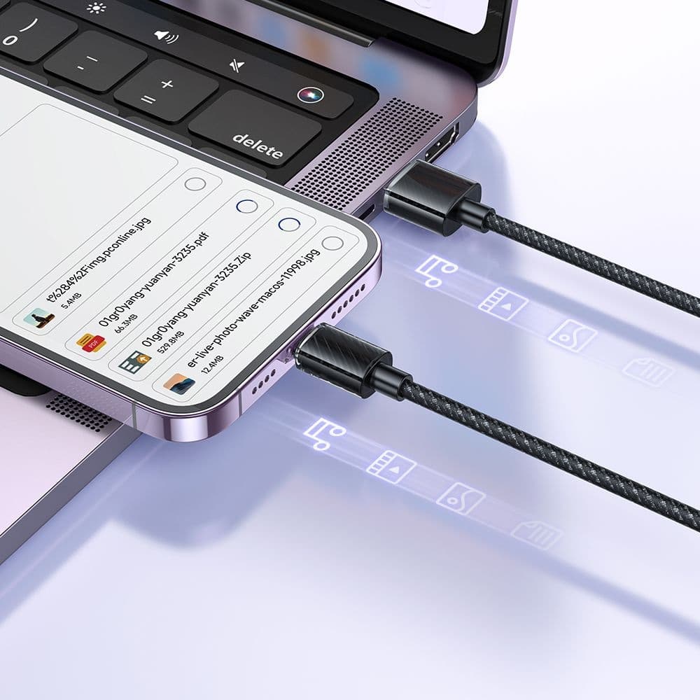 Mcdodo – datový kabel (CA-3640) – USB na Lightning, transparentní design, 3A, 1,2m – černý - náhled 5