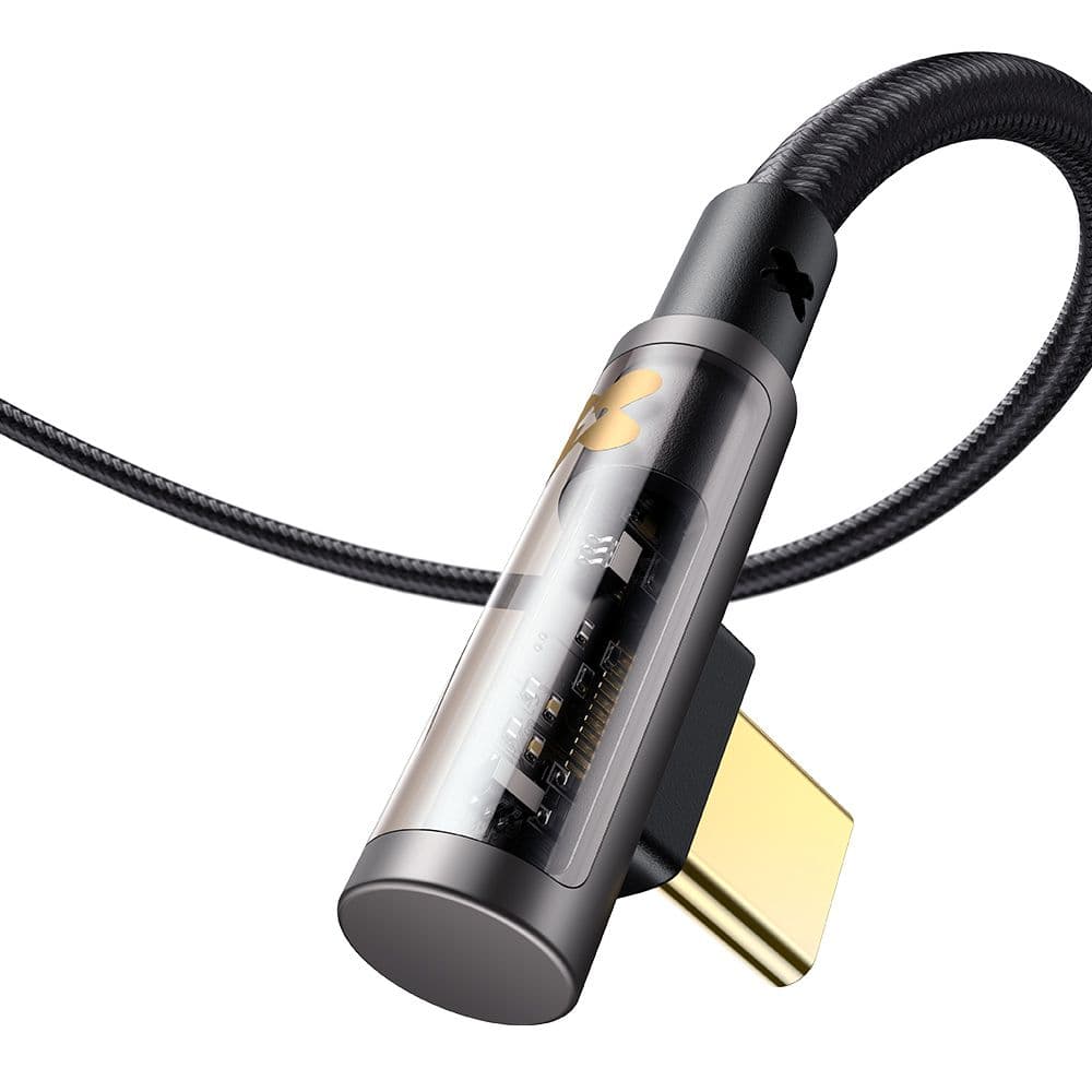 Mcdodo – datový kabel (CA-3380) – USB-C na USB-A, 90stupňový design, 6A, transparentní design, 1,2m – černý - náhled 5
