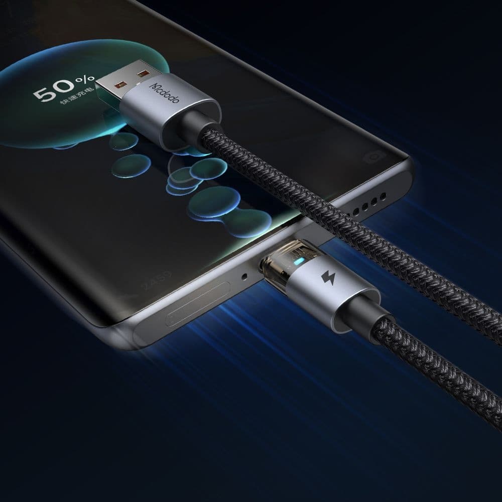 Mcdodo – datový kabel (CA-6890) – s nabíjecím světlem, USB-C na USB-A, průhledný kabel, 6A, 1,2m – černý - náhled 5