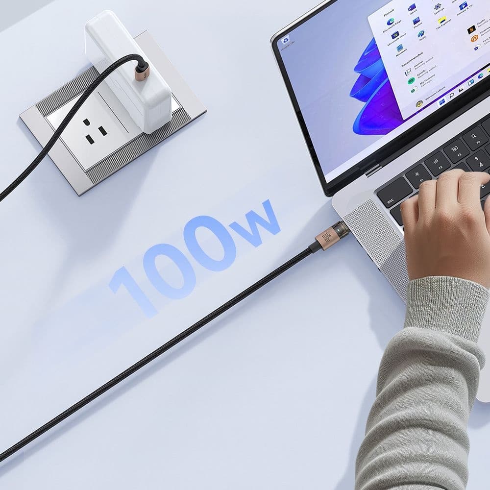 Mcdodo – datový kabel (CA-5581) – s nabíjecím světlem, USB-C na USB-C, průhledný kabel, 100W, 1.2m – Desert Gold - náhled 5