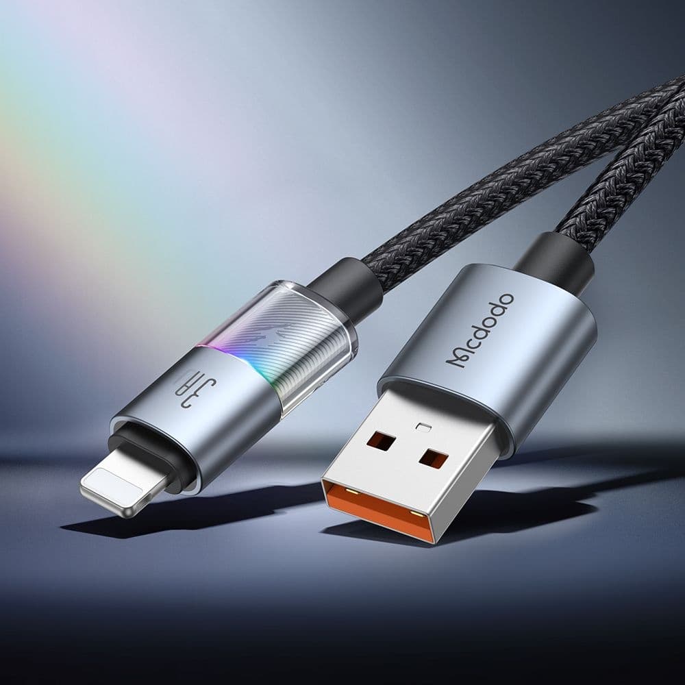 Mcdodo – datový kabel (CA-8170) – s barevnými světly, USB-A na Lightning, 3A, 1,2m – černý - náhled 5