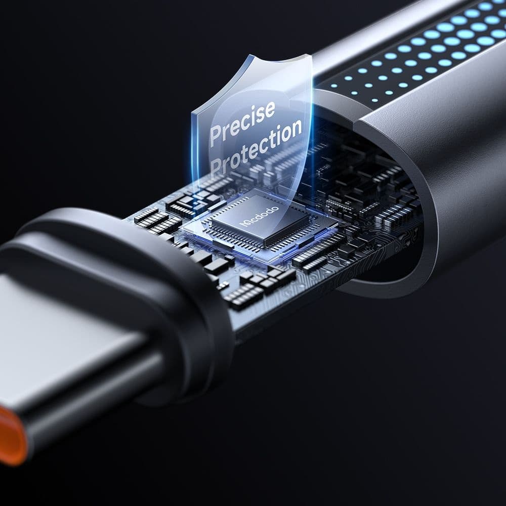 Mcdodo – datový kabel (CA-5180) – s dýchacím světlem, USB-A na USB-C, 100W, 6A, 1,2m – černý - náhled 5