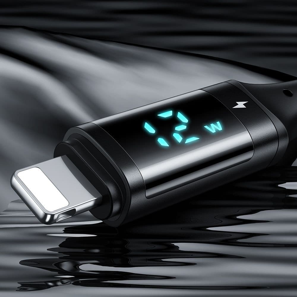Mcdodo – datový kabel (CA-1060) – USB 2.0 na Lightning, s digitálním displejem, nylonové opletení, hliníková slitina, 3A, 1,2m – černý - náhled 5