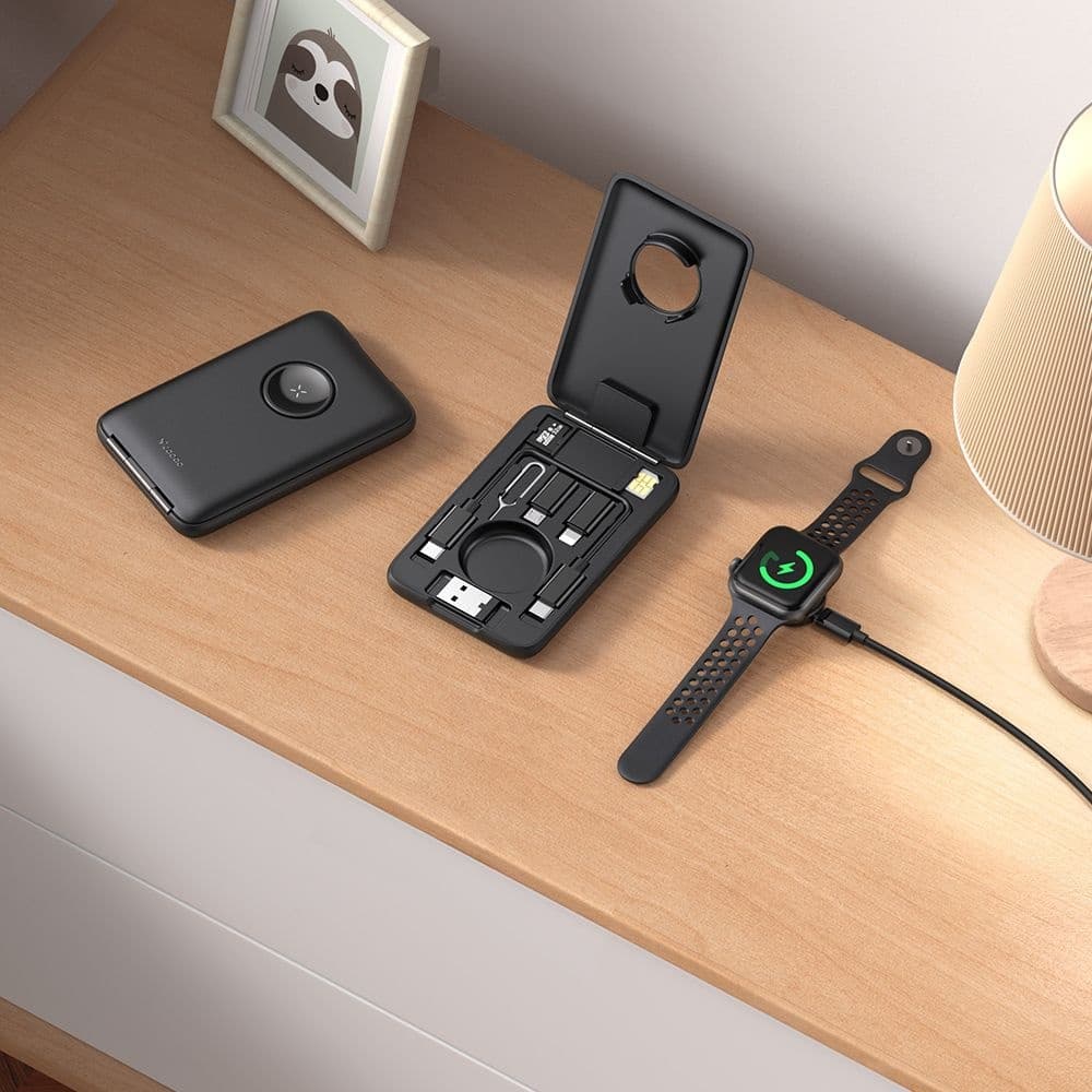 Mcdodo - organizér příslušenství 8v1 (CH-2440) - s vestavěnou nabíječkou Apple Watch, rychlé nabíjení, přenosný design - černá - náhled 5