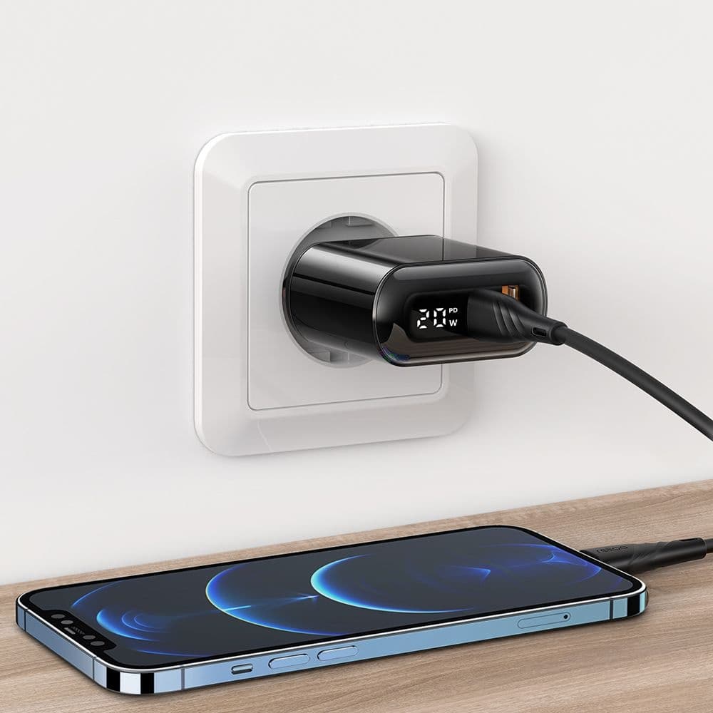 Mcdodo - nástěnná nabíječka Chocolate Series (CH-7170) - USB-C/A, 20W, digitální displej, PD + QC - černá - náhled 5
