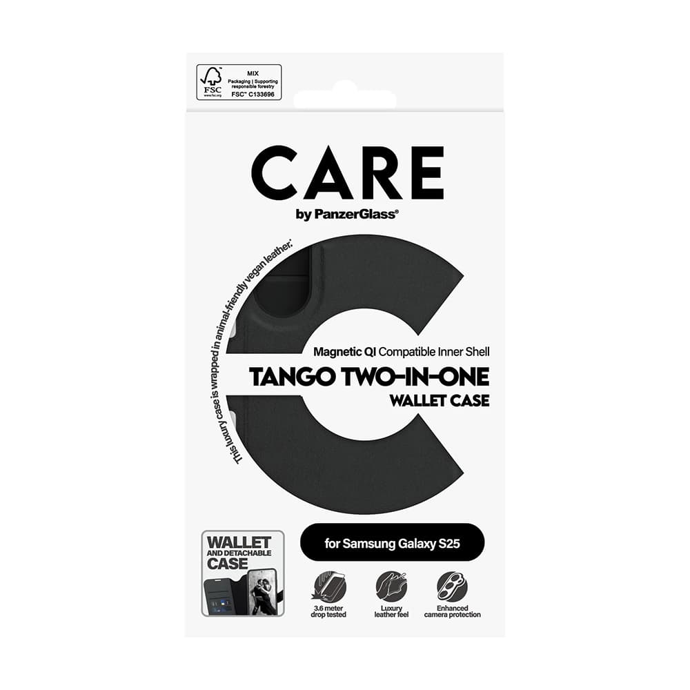 Pouzdro PanzerGlass CARE Feature Case Tango Two-in-One Wallet Samsung Galaxy S25 černé - náhled 5