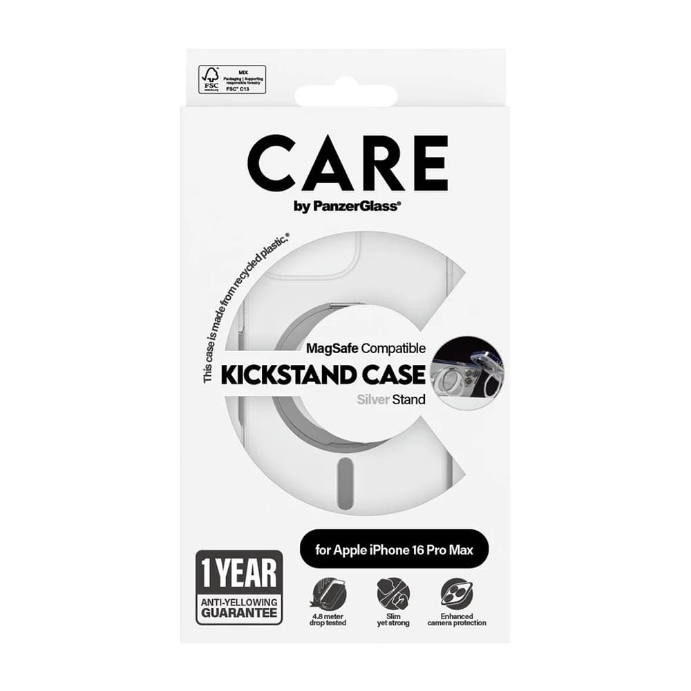 PanzerGlass® CARE Feature Silver Kickstand &amp; MagSafe iPhone 16 Pro Max čirý - náhled 5