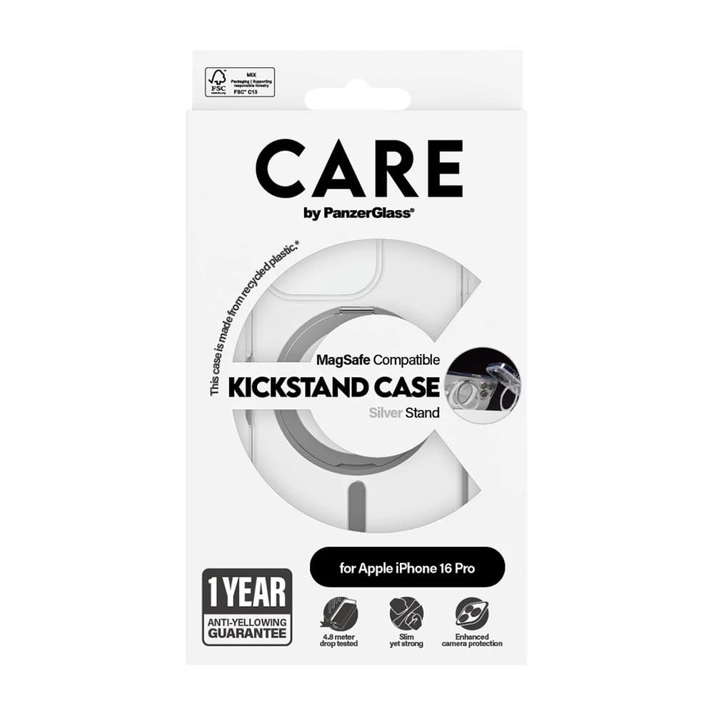 PanzerGlass® CARE Feature Silver Kickstand &amp; MagSafe iPhone 16 Pro průhledný - náhled 5