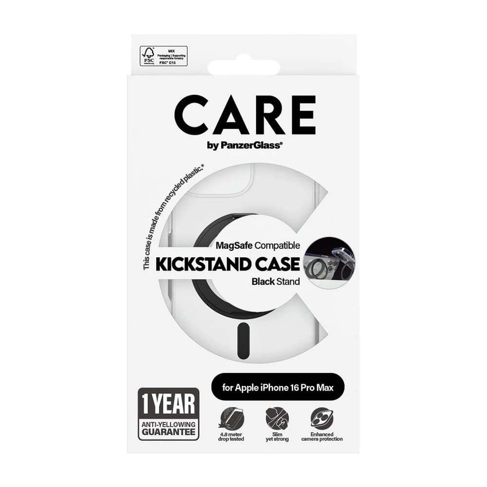PanzerGlass® CARE Black Kickstand &amp; MagSafe iPhone 16 Pro Max Průhledný - náhled 5