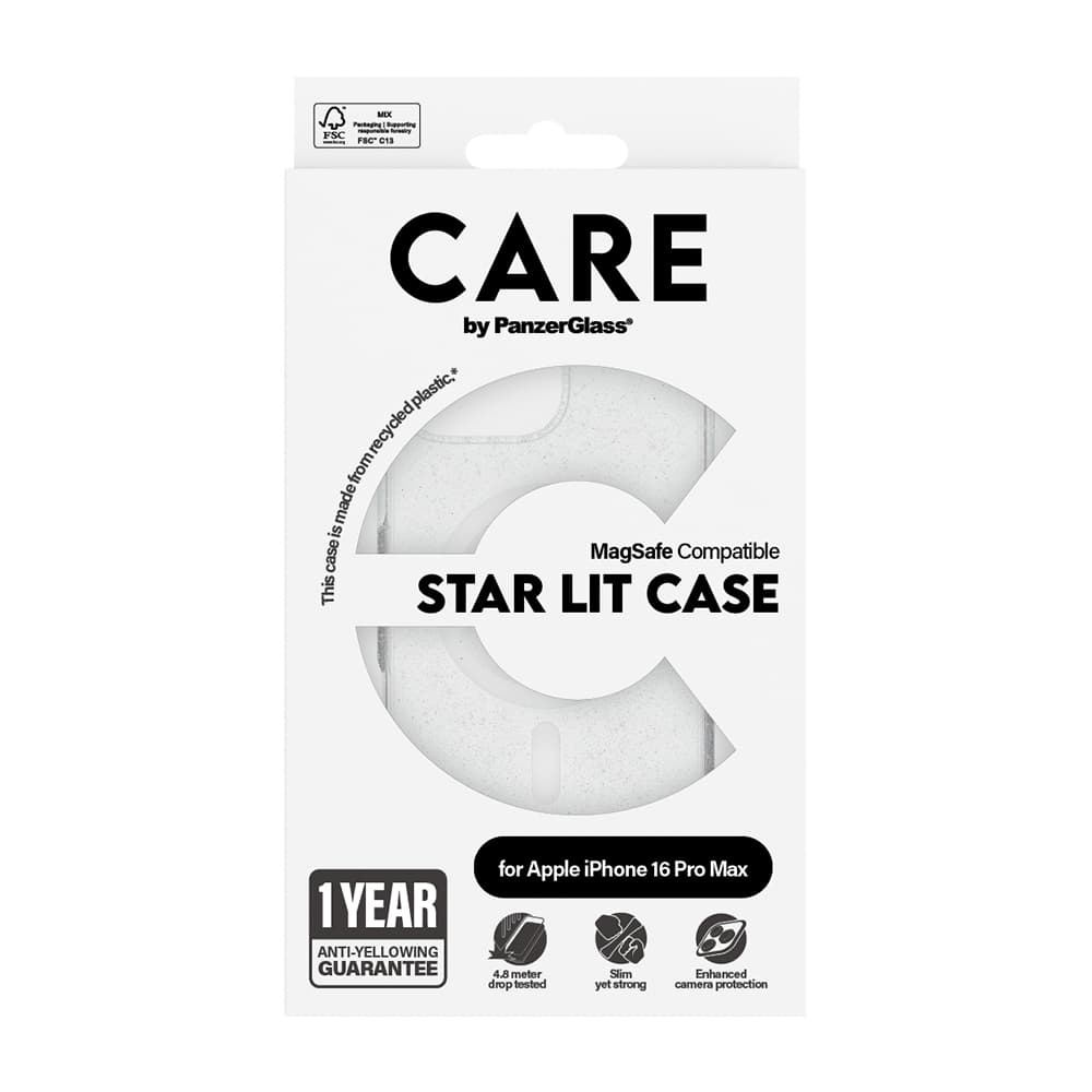 PanzerGlass® CARE Flagship Urban Combat Star Lit bílý MagSafe iPhone 16 Pro Max průhledný - náhled 5