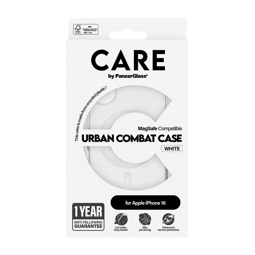 PanzerGlass® CARE Flagship Urban Combat bílý MagSafe iPhone 16 průhledný - náhled 5