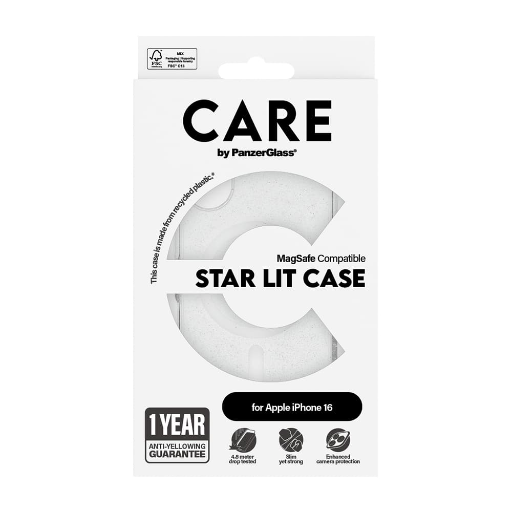PanzerGlass® CARE Flagship Urban Combat Star Lit Bílý MagSafe iPhone 16 průhledný - náhled 5