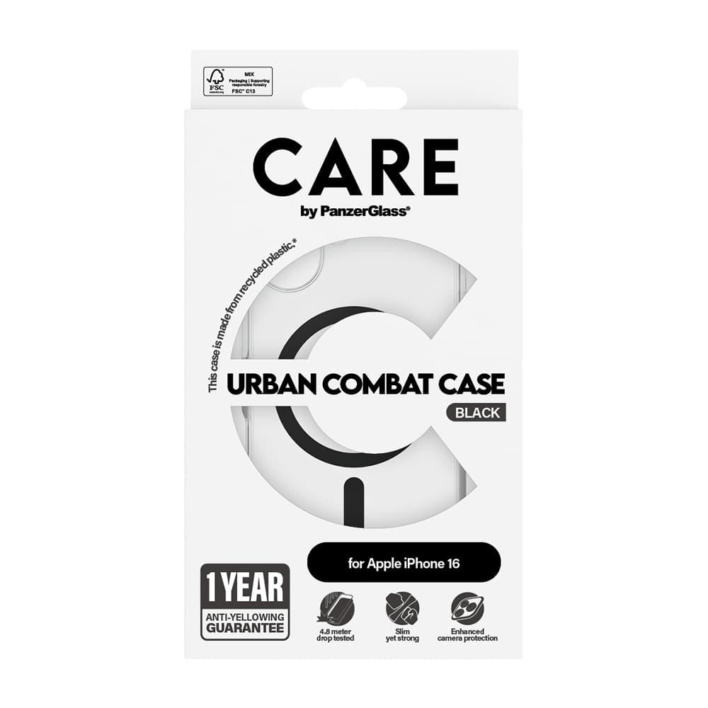 PanzerGlass® CARE Flagship Urban Combat černý MagSafe iPhone 16 průhledný - náhled 5