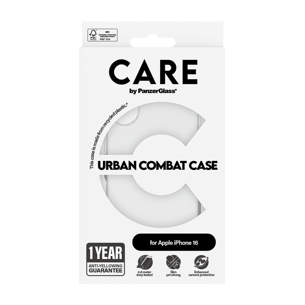 PanzerGlass® CARE Flagship Urban Combat iPhone 16 průhledný - náhled 5