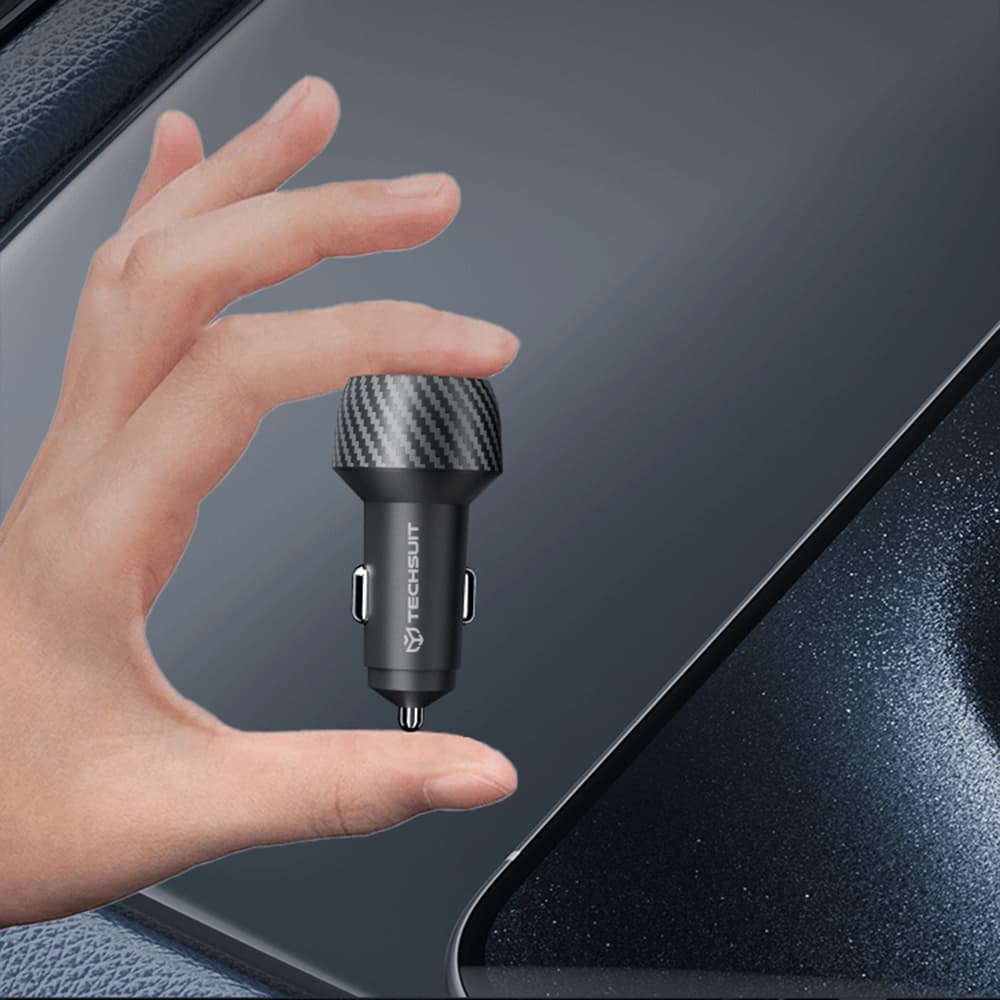 Techsuit Car Charger CarbonVolt C7 Rychlonabíječka 48W USB Type-C QC3.0 18W PD30W černá - náhled 5