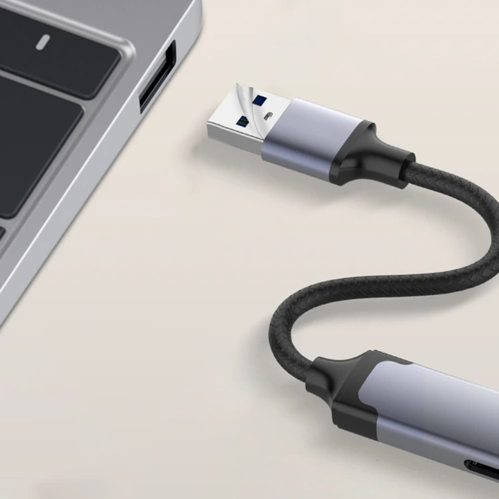 Techsuit Docking Station PolarisBridge 4 v 1 (H19) USB na 2x USB 2.0 1x USB 3.0 1x Type-C šedá bílá - náhled 5