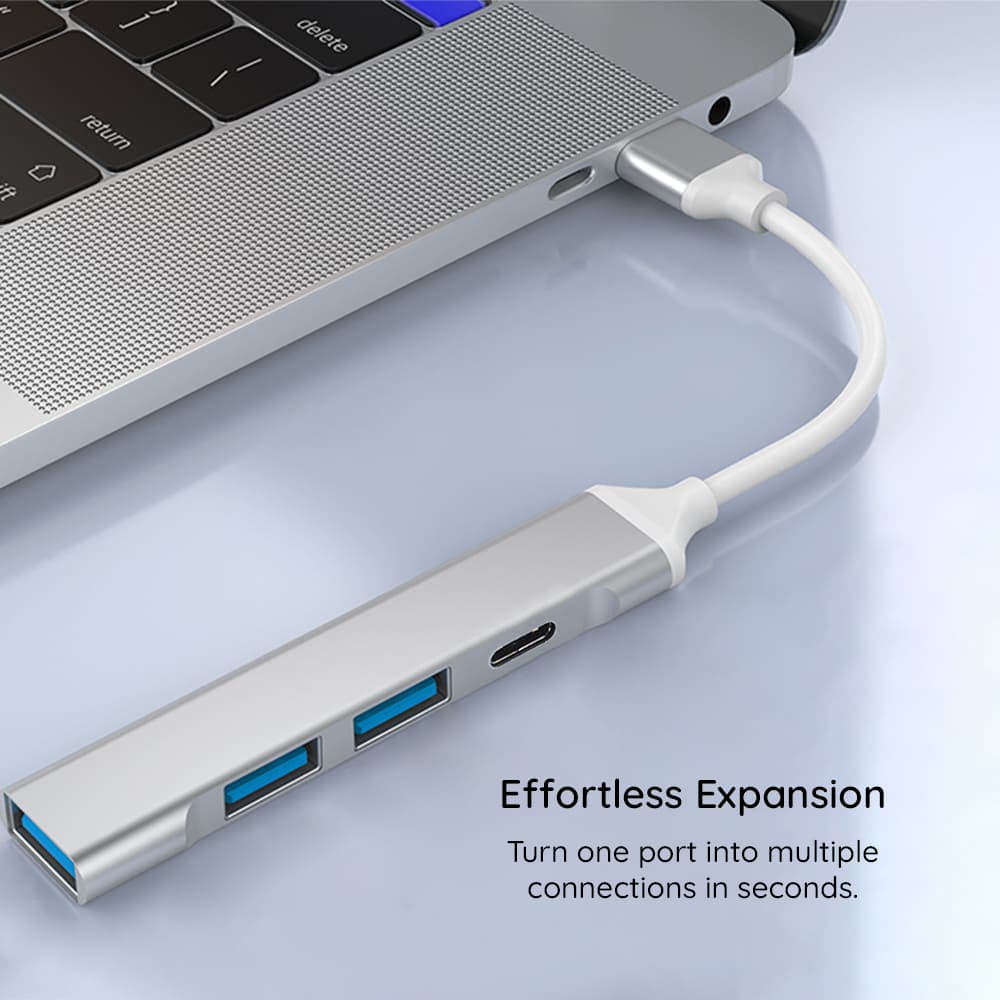 Techsuit Docking Station PolarisBridge 4 v 1 (H18) USB-C na USB Šedá Bílá - náhled 5