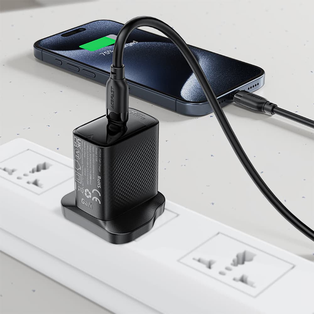 Acefast Datový kabel C16-04 Rychlonabíjecí USB na Type-C 3A 1.2m černý - náhled 5