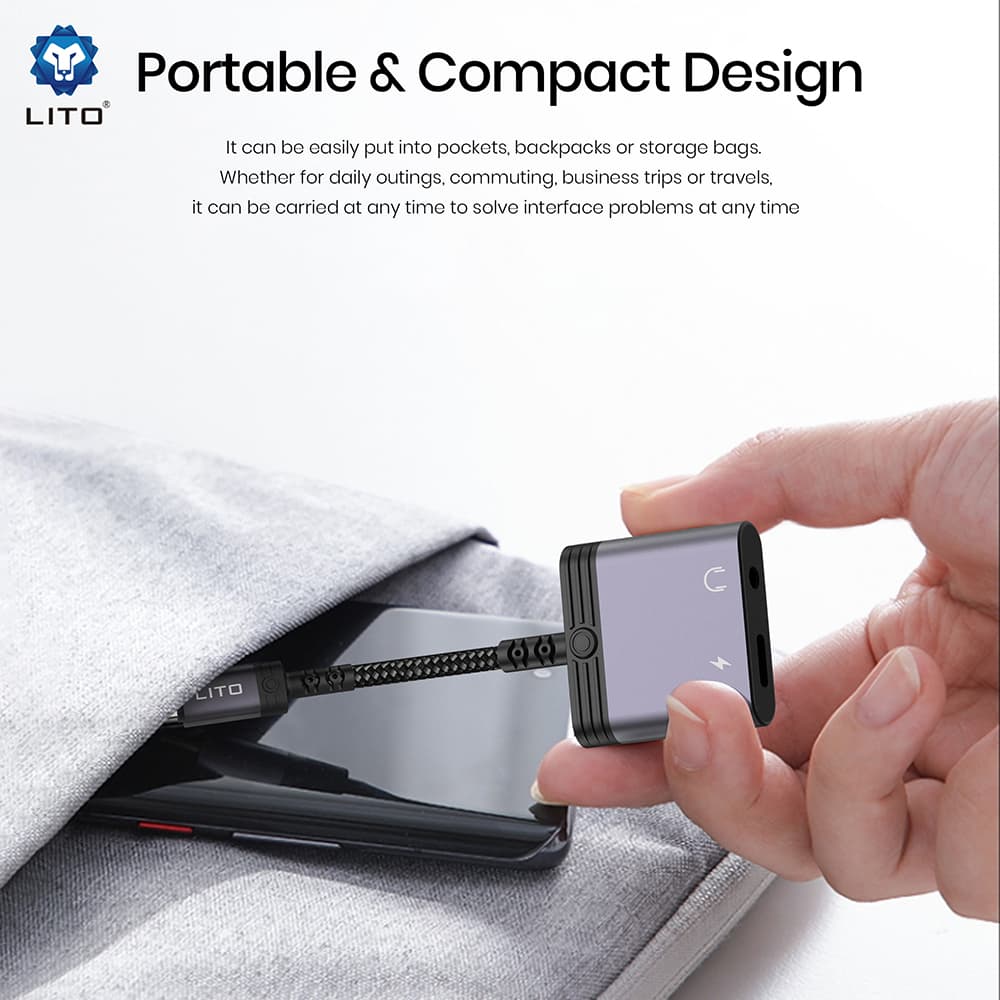 Lito audio adaptér LA04T USB-C na jack 3,5 mm černý - náhled 5