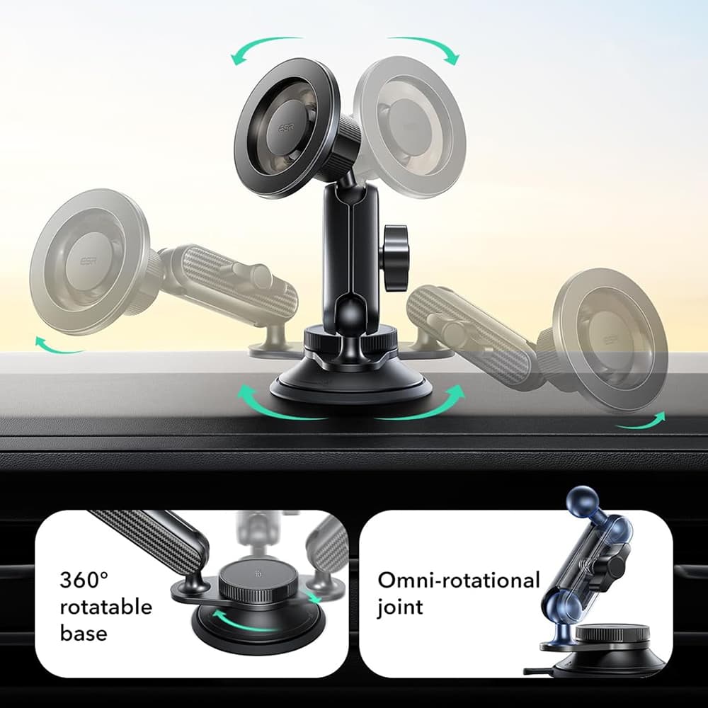 ESR držák do auta OmniLock na palubní desku magnetický 360° černý karbon - náhled 5