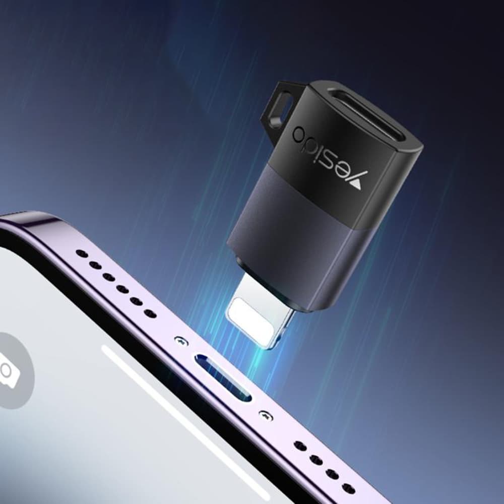Yesido OTG adaptér GS27 Type-C na Lightning 480Mpb/s hliníková slitina 27W šedý - náhled 5